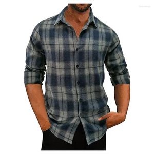 Camisas Casuais Masculinas 2024 Camisa Solta Outono E Inverno Xadrez De Manga Comprida