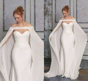 Elegant spetsapplikation Brudjackor Custom Made Long Chiffon Wedding Cape Shawls Wraps For Formal Dresses1090709