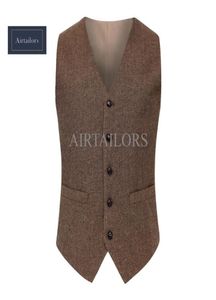 Gilet in tweed di lana vintage a spina di pesce 2018 Gilet da uomo di marca Gilet da sposa slim fit per uomo Gilet formale da uomo9974246