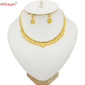 Necklaces Adixyn Necklace for Women Indian Jewelry Set for Women Gold Color Earrings Gold Color Dubai Free Shipping