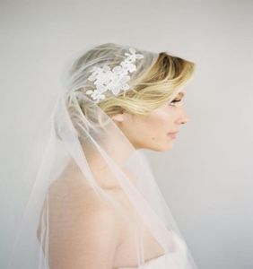 Juliet Cap Dwu warstwowe Waltz White Cut Cut Edge Zasłona Koronkowa aplikacja Bridal Head Funkcje do sukienek ślubnych 3508994337