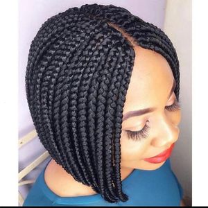 Lace Frontal Box Braid Short Bob Braided s Side Part Front Synthetic Braiding Hair For Women 240113