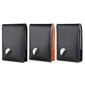 Wallets Genuine Leather Air Tag Wallet Anti-Lost Swipe Holder Purse Finder Locator Anti-theft Portable For Father Days Gifts