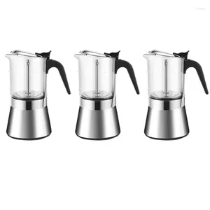 Water Bottles Crystal Glass Top Stovetop Espresso Coffee Maker Moka Pot Kettle Stainless Steel Classic Italian Percolator