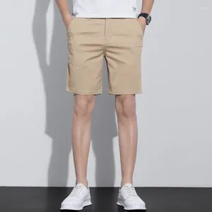 Table Mats 2024 Summer Solid Color Cotton Shorts Men High Quality Casual Business Social Waist Thin Straight