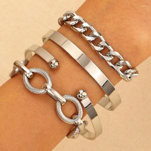 Charm Armbänder 2024 Legierung Armband Set Punk Hip Hop Kreativ Für Frauen 4 Stücke Schmuck