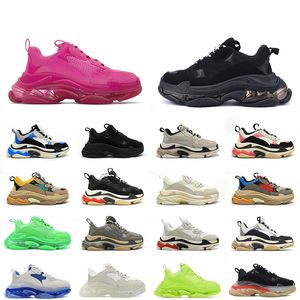 Triple S Pink Casual Designer Shoes Luxurys varumärke Kvinnor Män plattformstränare Black White Gery Red Blue Royal Neon Green Beige Tennis Mens Clear Sole Sneakers