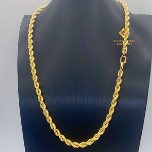 New Trendy 6Mm Au750 Real Gold Solid Yellow Gold Iced Out Hip Hop Jewelry Man Rope Plain Chain