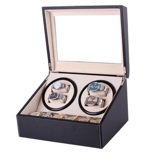 Mechanical Watch Winders Black PU Leather automatic Storage Box Collection Watch Display Jewelry US plug Winder Box300m