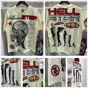 Hellstar-Shirt Designer-T-Shirt T-Shirts Grafik-T-Shirt Kleidung Kleidung Hipster Vintage gewaschener Stoff Straße Graffiti-Stil Cracking Geometrisches Muster Hallo QBQM