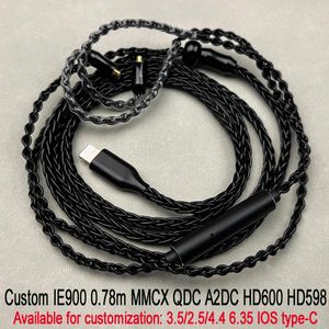 Zubehör Mfi Hifi Kopfhörer Upgrade Kabel Lighing zu Qdc/mmcx/0,78/a2dc/ie900 C100 8n High Pure Ofc Kabel HD Mic für Iphone/shure/kz/zsn