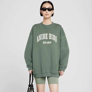 24SS b Women's Hoodies New niche AB Classic Sweatshirts Letter Hand Embroidered Round annie Neck Green Loose Sweater