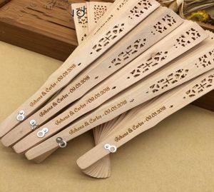 Personalized Wedding Favors sandalwood hand fans anniversary souvenir party birthday gifts in bulk 50pcs lot4654298