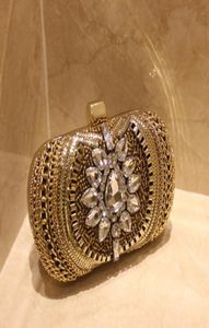 Luxury Vintage Crystal Bridal Hand Bags Evening Clutch Bag Wedding Handbag Designer Gold Formal Party Beaded Purse 2015 Red Carpet6186980
