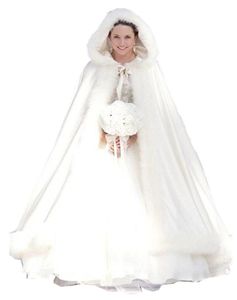 2019 Nuovo economico elegante bianco avorio caldo mantello da sposa invernale in pelliccia giacca da donna da sposa lunghezza pavimento mantello lungo cappotto da sposa AL06511854