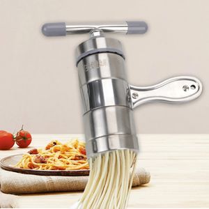 Tryck på pasta maskin rostfritt stål som gör spaghetti multifunktionell med 5 pressande mögel manuell nudel maker frukter juicer 240123
