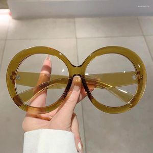 Sunglasses Frames KAMMPT Oversized Round Eyeglasses Frame 2024 Fashion Vintage Candy Color Spectacles Trendy Brand Non-prescription Eyewear