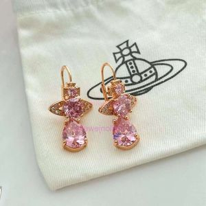 vivianeism westwoodism earrings earrings full of diamonds Saturn pendant large diamond water drop earrings sparkling luxurious elegant