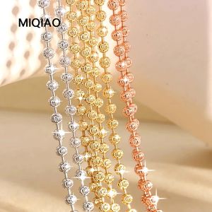 MIQIAO 925 Sterling Silver Italian Necklaces For Women Jewelry Ball Diamond Cutting Chain Female Necklace Long 40 45 50 55 60CM 240113