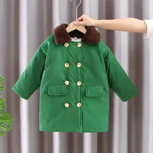 Daunenmantel Baby Jungen Mädchen Winter Baumwollmäntel Kinder Armee Grün Kinderkleidung Plüschjacken Dicke Knopf Strickjacke Pelzkragen 4 bis 14 Jahre