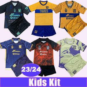 2023 24 Tigres de la Uanl Kids Kit Soccer Jerseys Hugo Gignac Lopez D. Reyes Pizarro Aquino L. Quinones Home Away 3rd Special Edition Commemorative Football Shirts