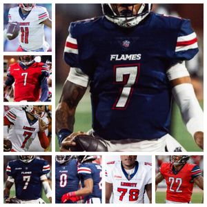 Custom Liberty Flames College Football NCAA Jersey Alla namn nummer herr kvinnor ungdomströjor 7 Kaidon Salter 4 CJ Daniels 20 Quinton Cooley 77 Tajh Boyd 1 Bennett