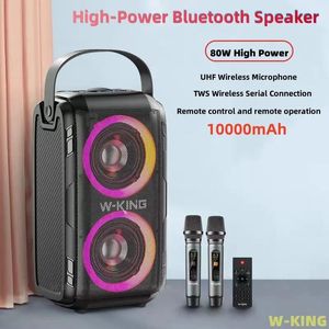 Högtalare som är 80W HighPower Karaoke Portable Outdoor Socket RGB 360 Stereo Surround Trådlös subwoofer FM Radio TWS Bluetooth -högtalare