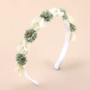 Hair Accessories White Flower Hairband Kids Trendy Pearl Headband Girls Wreath Crown Party Headwear Boutique Head Hoop