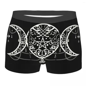 Underpants Male Novelty Triple Moon Underwear Pentagram Pagan Wiccan Boxer Briefs Breathable Shorts Panties