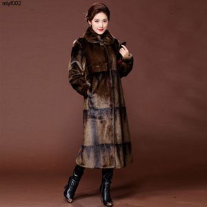 Cappotto di visone reale di colore sfumato all'ingrosso Cappotti di pelliccia naturali lunghi Donna Capispalla calda invernale Giacca di lusso in vera pelle 5xl