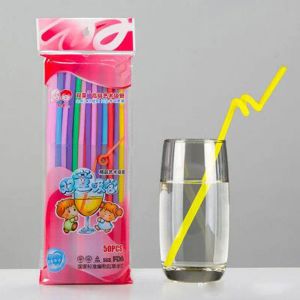 New 50PCS Disposable Plastic Drinking Straw Bendable Juice Straw Party Wedding Home Decoration free shipping