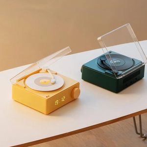 Högtalare Phonograph Style Wireless Bluetooth Högtalar Alarmklocka Small Record Player Portable Highquality Audio Home Smart Stereo Gifts