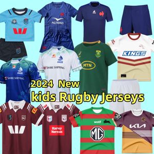 kids 2024 French FIJI Ireland rugby jersey Dolphins English Welsh 2024 Scotland South enGlands UK African XV de Spain home away kids rugby shirt size 16-26