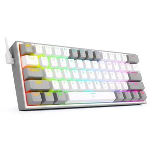 K617 RGB LED -lampor USB Mini Mekanisk spel Knäckt tangentbord Röd Switch 61 Tangent Gamer för dator PC Laptop Lagdable Cable