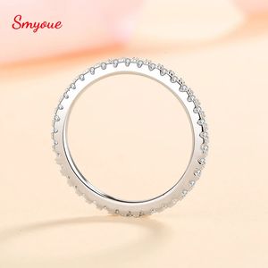 Smyoue 18k banhado 057ct anel enternity completo para mulheres s925 prata esterlina combinando diamante banda joias de casamento 240113