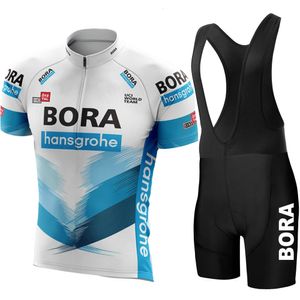 UCI Bora Cycling Jersey Set Men Bib Shorts Cykel Kort ärmklädcykel Maillot Ciclismo Hombre Black Set för MTB 240113