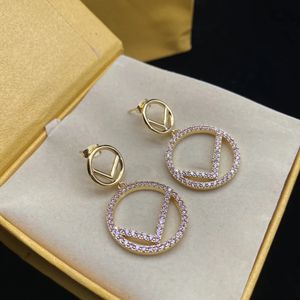 Classic Water drill Designer Girl Stud Earring Luxury Vintage letter F G gold Stud fashion Dangle women Earring Engagement Wedding Party With box