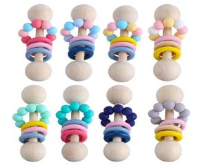 2021 Baby Teethers Teething Natural Wooden Ring Teethers Infant Fingers Exercise Toys Silicon Beaded Soother Baby Toy8105505