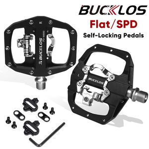 2023 Bucklos Mountain Bike Pedals PDM680 Dual Function Flat Lock Fit Shimano SPD 916 '' Aluminium MTB Pedal Part 240113