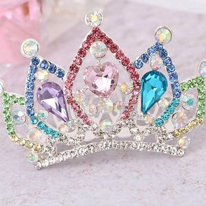 Hårklipp barn mini kristall strass prinsessan krona kamflickor smycken tillbehör parti tiaras huvudbonad huvudbonnar gåvor