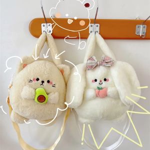 Kawaii Fat Rabbit Doll Plush ryggsäck Crossbody axelväska djur avokado ekorre fyllda flickor födelsedagspresenter leksak jul 240113