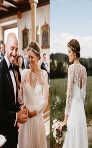 2019 Fall Wedding Dress Jacket sjalar Sexig bakre brudomslag med långa ärmar skräddarsydda spetsar Bolero1149080