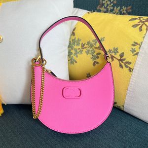 Fashion Classic högkvalitativ designer plånbok vlogo signatur vlogo kedja halvmåne korn kalv läder axel väska handväska mini damer rosa