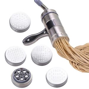 1 Set Edelstahl Manual Noodle Maker Press Pasta Machine Cutter mit drückenden Formen, die Spaghetti -Küchenwerkzeuge machen 240113