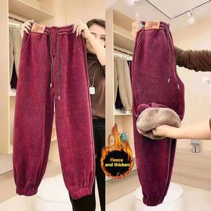 Women's Pants Women Chenille Plush Fleece Thick Leggings 2024 Winter Extra High Waist Plus Size Casual Haren Warm Cotton