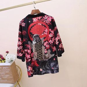 Ubranie etniczne Japońskie męskie Kimono Cardigan Men Asian Streetwear Shirt Tradycyjne kimonos Yukata Haori Women's FF3471