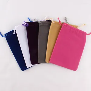 Shopping Bags 100pcs/lot 10 14cm Customized Printed Velvet Drawstring Pouch Packing Factory Price