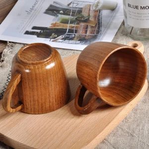 Cups Saucers Wooden Cup Solid Wood With Handle Sour Jujube Water Tea Trumpet For Kitchen Living Room