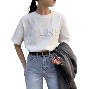 Celinnes Designers Fashion Summer Couple Same Women's Public CEL Emed Letter Steel Printed T-shirt Solid Color Short Sleeve