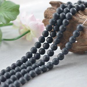 Loose Gemstones Joanlyn Grade A Natural Frosted Black Agate Beads 6mm-12mm Round 15 Inch Strand AG10